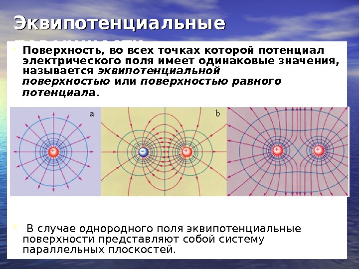 На каком из рисунков правильно изображены эквипотенциальные поверхности электростатического поля