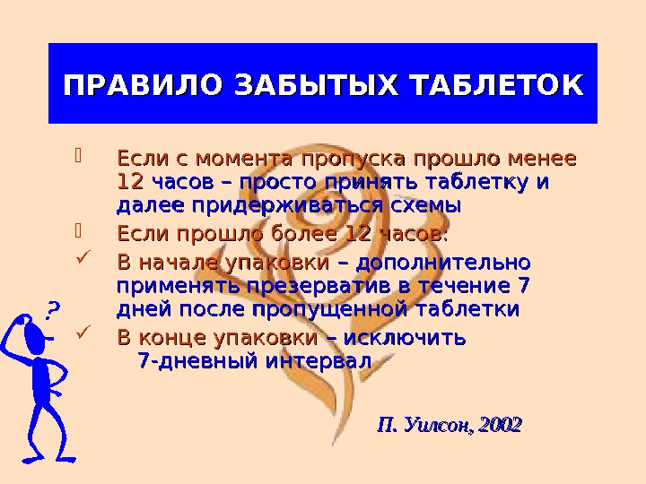 Прошло больше 24 часов. Правило забытой таблетки. Правило пропущенной таблетки.