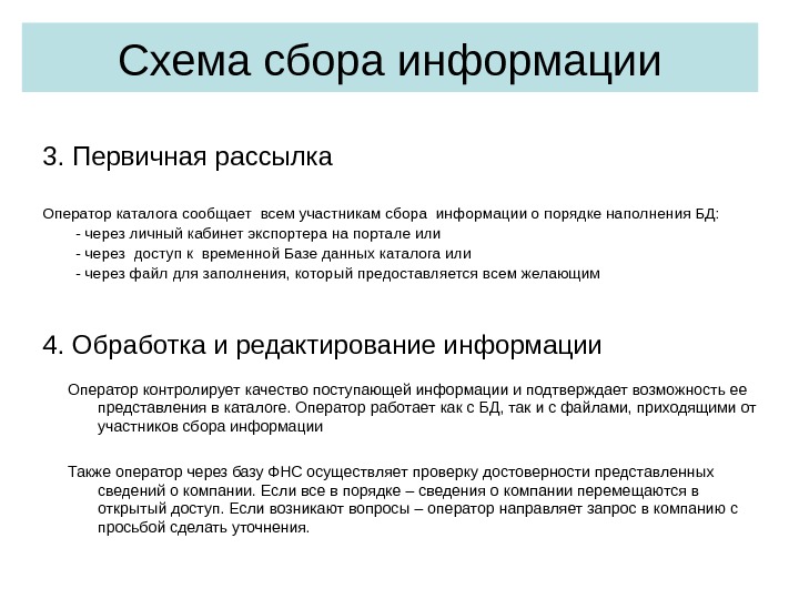 Сведение порядок. Сбор информации о фирме. Временная база. Оператор рассылки сообщений по базе. Сведения о предприятии.