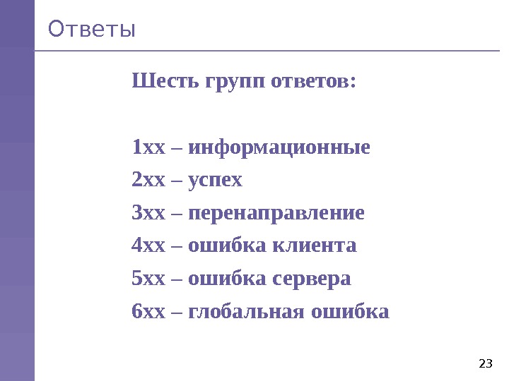 Группы ответов. 1 ХХ 2хх 3хх 4хх стадии при вызове. Ответ 6. Хх1.