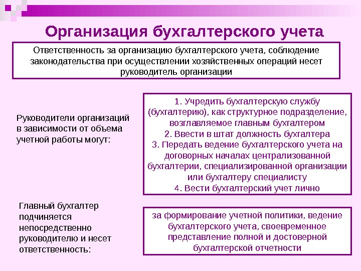 Бухгалтерский учет организует правовая база возложен схема