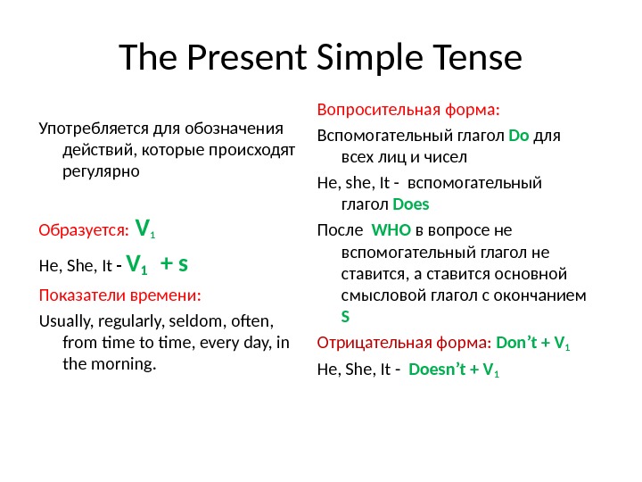 Как строится презент симпл схема