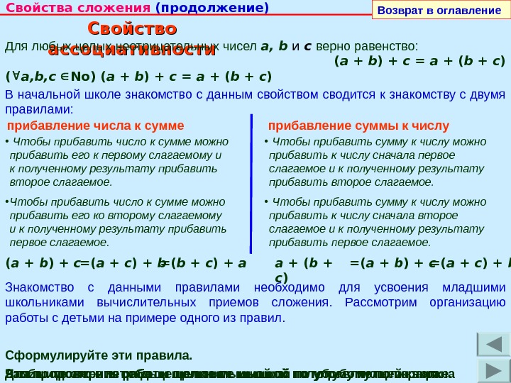 Свойство ассоциативности сложения