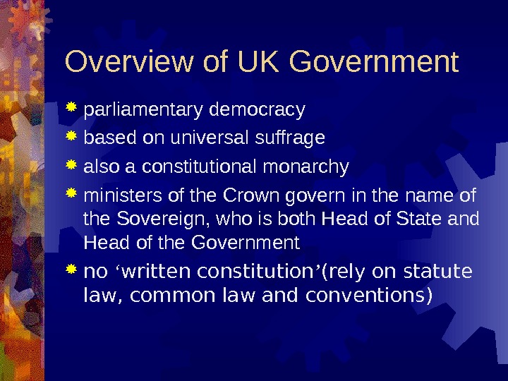 Structure of the Central Government of the UK