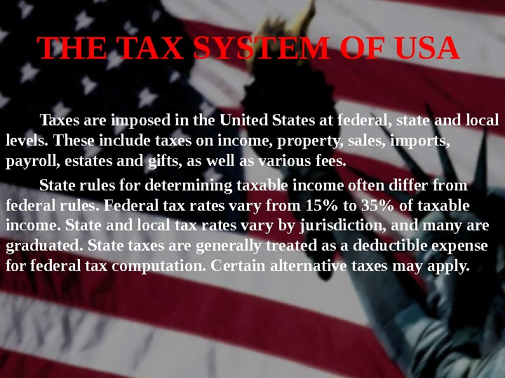 Taxation in the United States of America By