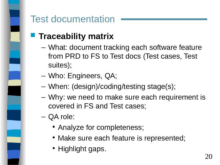 1 Test documentation and Test case design