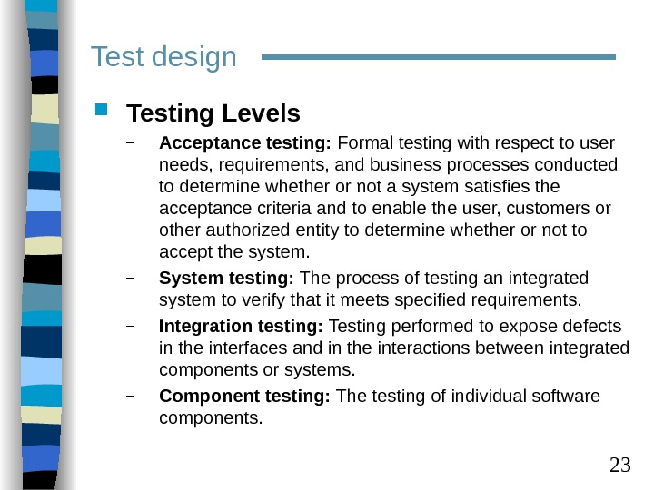 1 Test documentation and Test case design