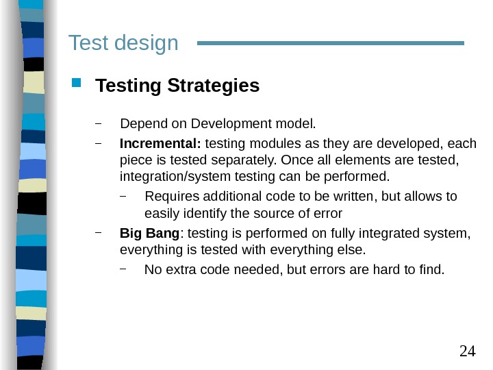 1 Test documentation and Test case design