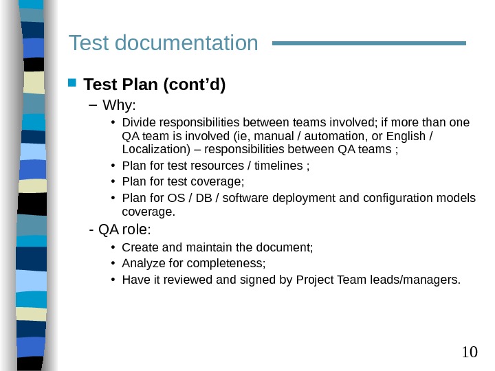 1 Test documentation and Test case design