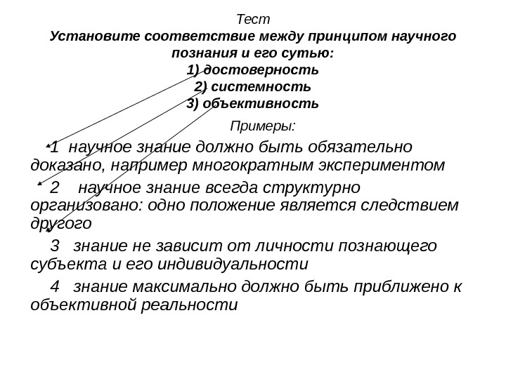 Установите соответствие между принципами