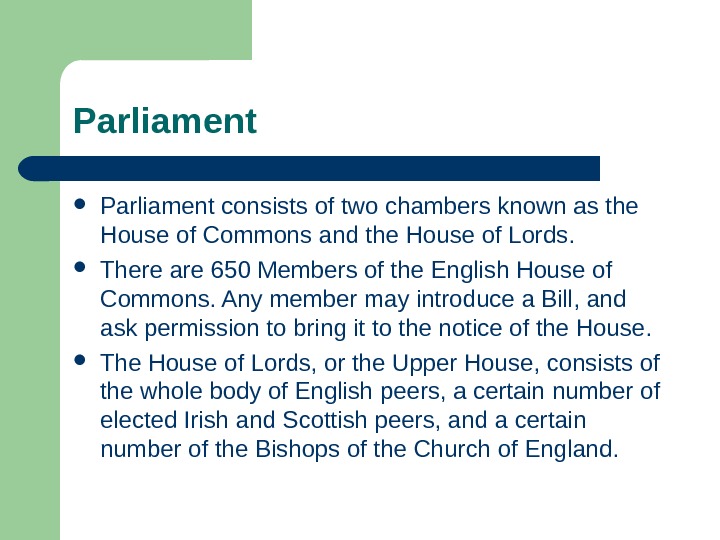 The Political System The United Kingdom