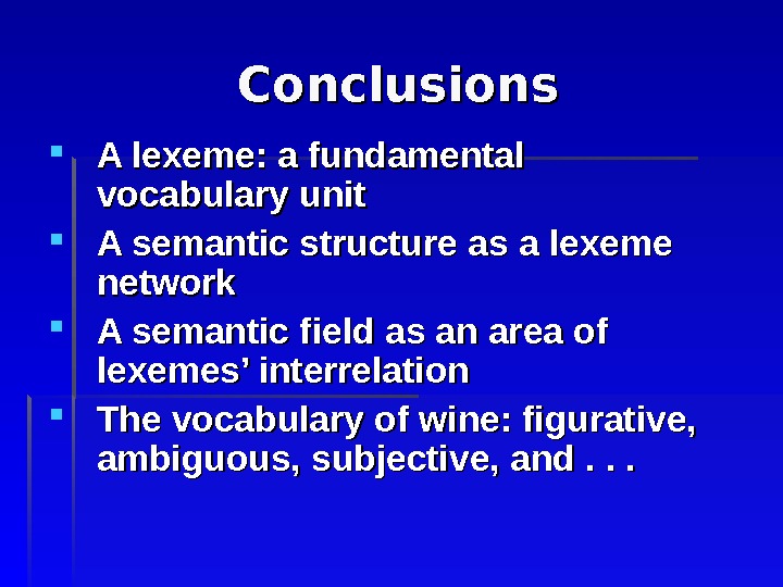 The Structure of Lexicon Tatyana A. Gunina Natalya