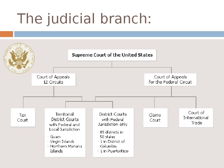 На основании текста federal court system заполните схему отражающую систему федеральных судов сша