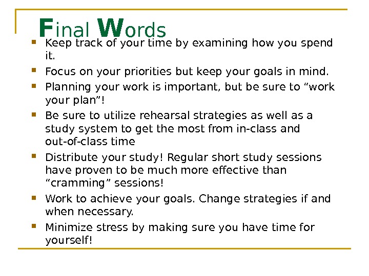 Student Success – Time Management Chapter 2