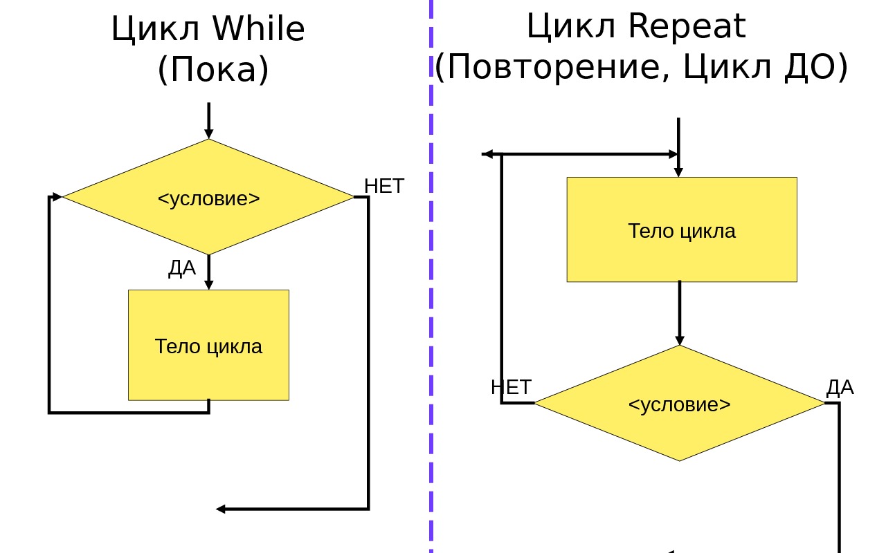 Блок схема цикл while с