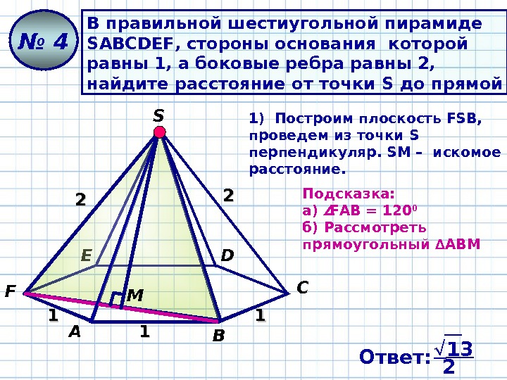 Сторона основания правильной шестиугольной пирамиды