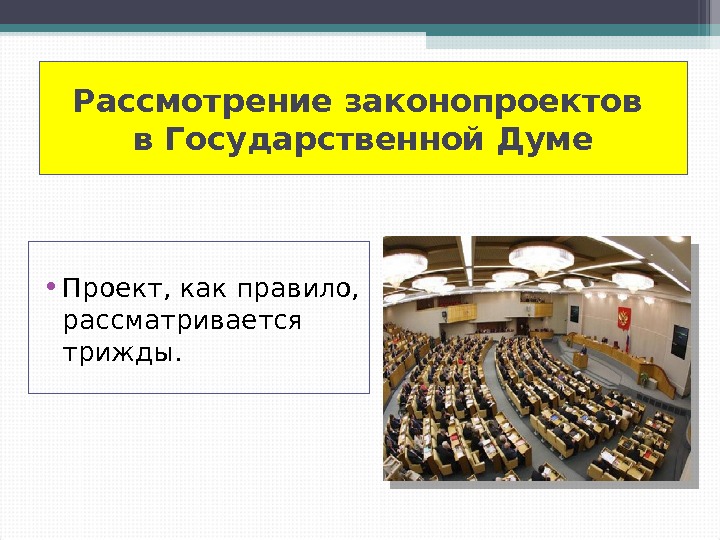 Рассмотрение проектов законов в государственной думе