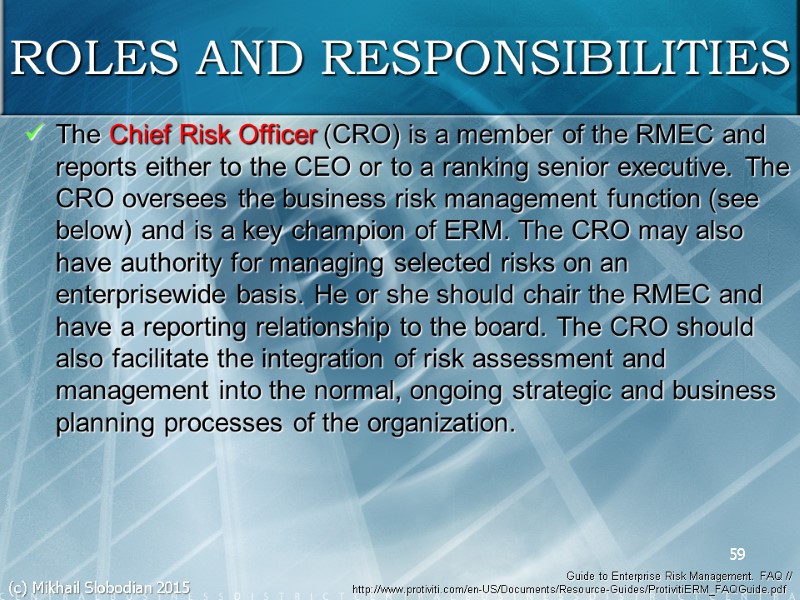 ENTERPRISE RISK MANAGEMENT (ERM) 1 (c) Mikhail Slobodian