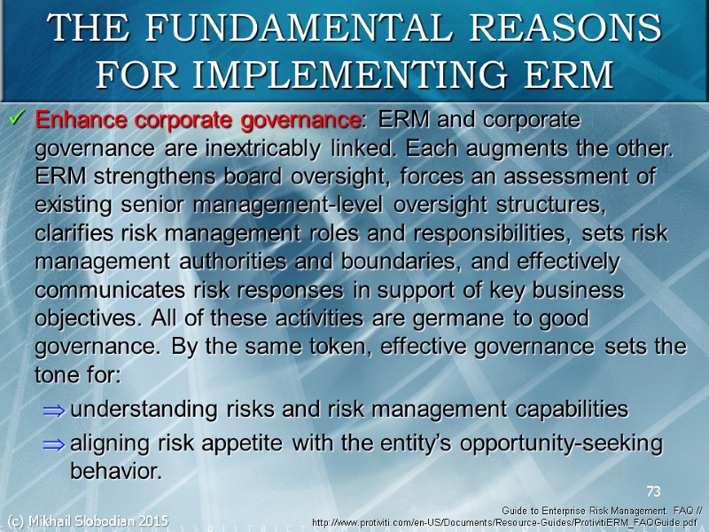 ENTERPRISE RISK MANAGEMENT (ERM) 1 (c) Mikhail Slobodian