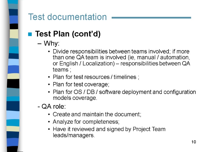 1 Test documentation and Test case design Iana