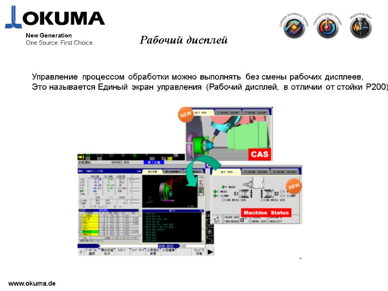 >www.okuma.de New Generation One Source. First Choice. Управление процессом обработки можно выполнять без смены