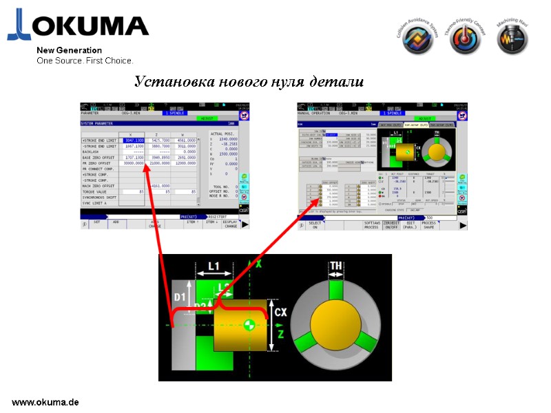 >www.okuma.de New Generation One Source. First Choice.  Установка нового нуля детали