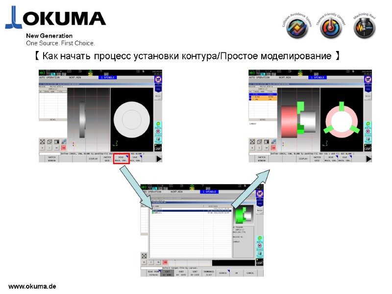 >www.okuma.de New Generation One Source. First Choice. 【 Как начать процесс установки контура/Простое моделирование