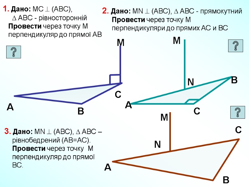 Теорема о трех перпендикулярах задачи