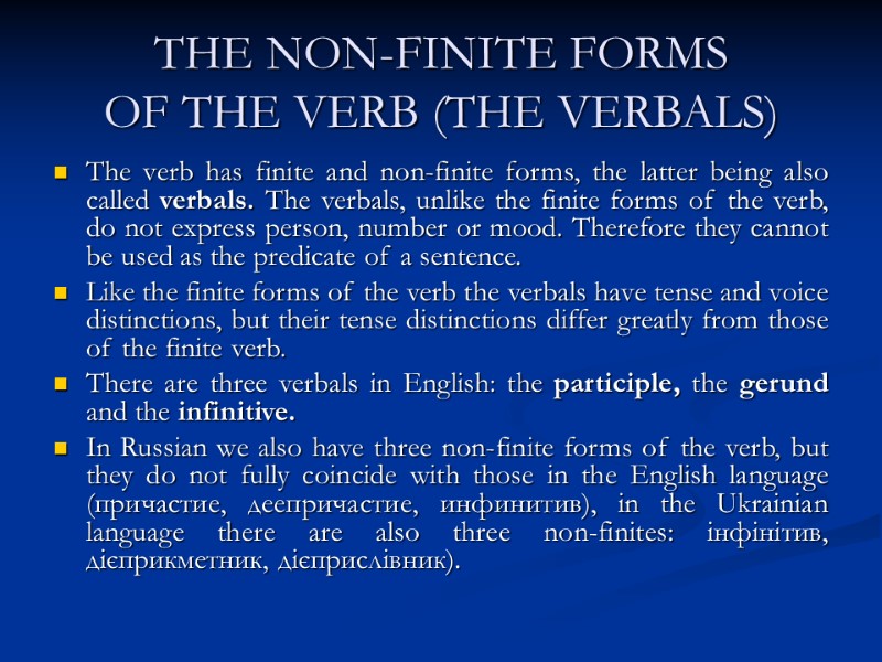 Non finite forms of the verb презентация