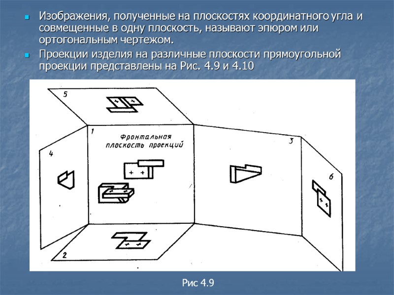 Изображения полученные на плоскостях координатного угла и совмещенные в одну плоскость называют