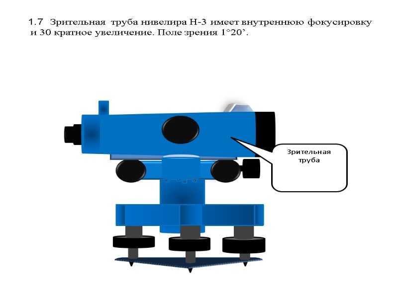 1.7  Зрительная  труба нивелира Н-3 имеет внутреннюю фокусировку   и 30