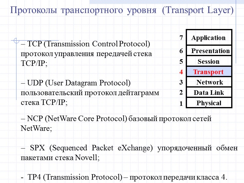 Netware Core Protocol Packet Structure Семиуровневая модель OSI Эталонная модель OSI представляет собой