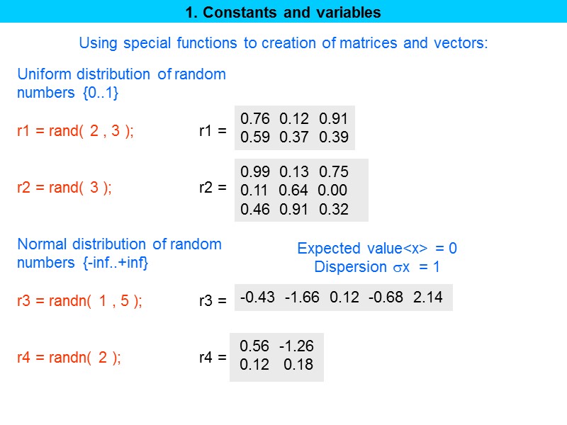 1. Constants and variables Переменные и константы в