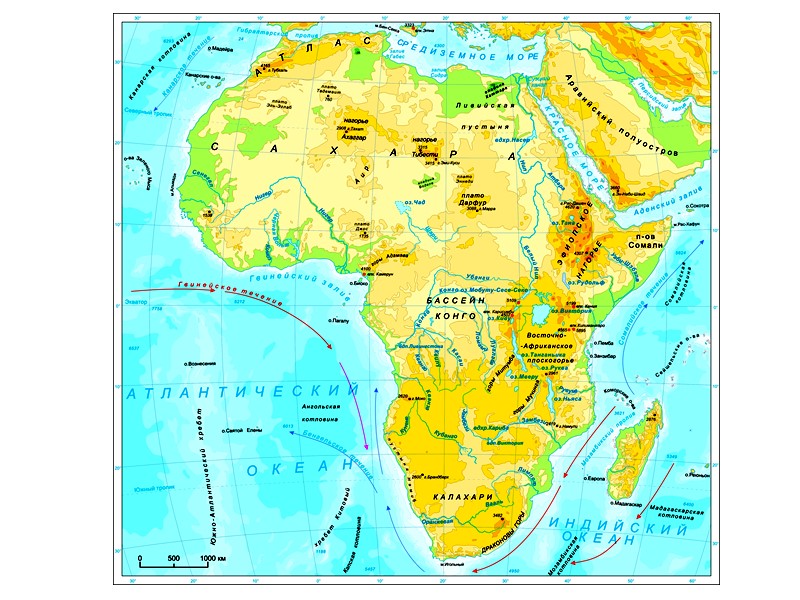План описания формы рельефа африки