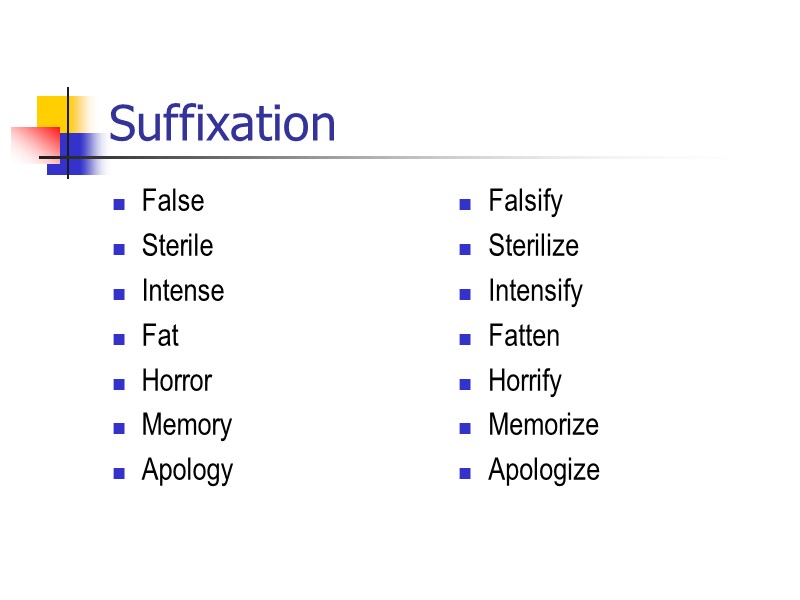 Suffixation  1) Noun suffixes