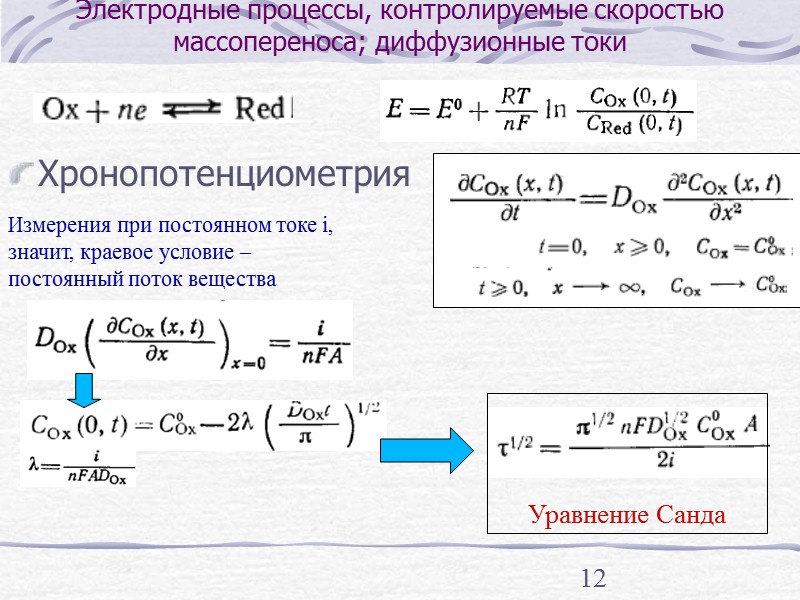4 Общая характеристика методов электрохимического анализа Полярография   Уравнение Ильковича