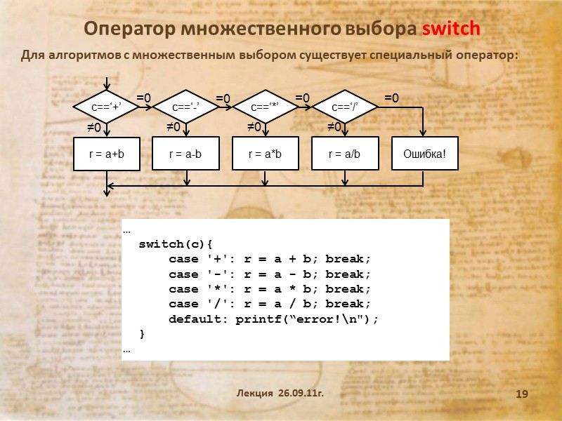 Лекция  26.09.11г. 11 Преобразование (приведение) типов Корректными преобразования типов, не вызывающими искажения значений