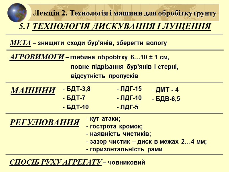 Лекція 2. Технологія і машини для обробітку ґрунту