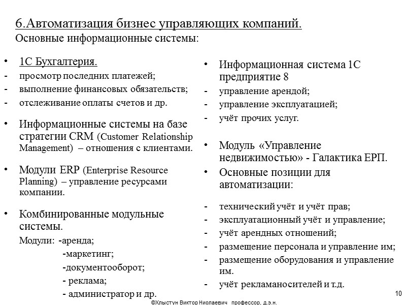 ©Хлыстун Виктор Ниолаевич  профессор, д.э.н. 2 Место и роль управляющих компаний в системе