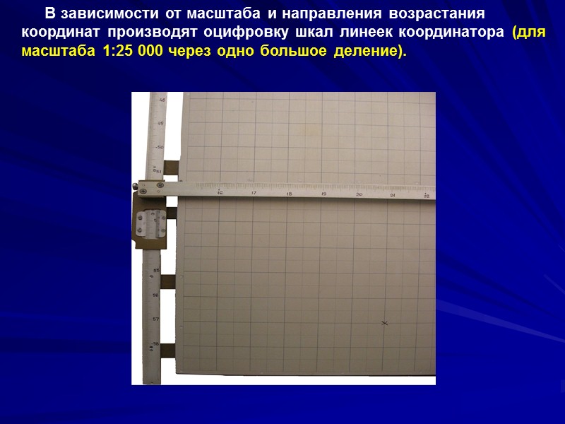 4. Линейка дальностей.     На правом срезе линейки (рабочий срез) шкала