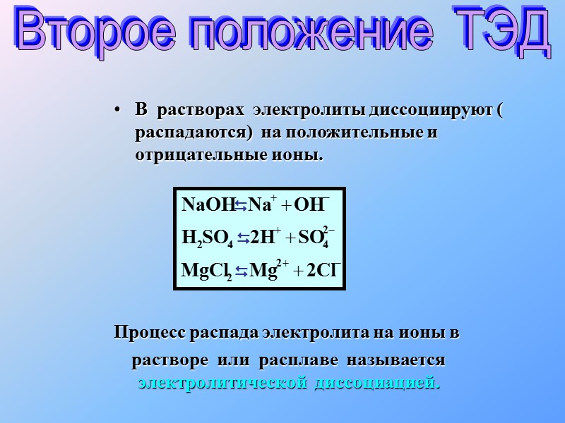 8 класс теория электролитической диссоциации презентация