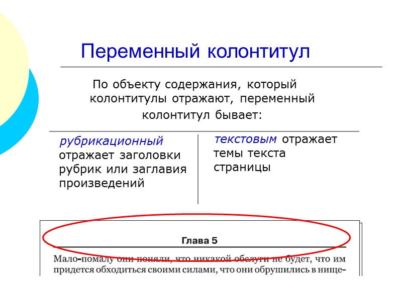 Техническое оформление колонтитулов Колонтитул никогда не ставится: • на начальных и конечных страницах книги