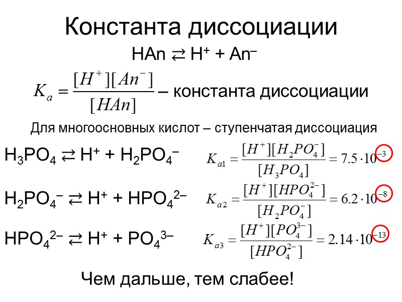 Константы диссоциации кислот