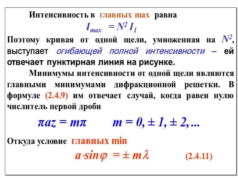 Положение дифракционных максимумов зависит от длины волны , поэтому в белом свете наблюдается совокупность
