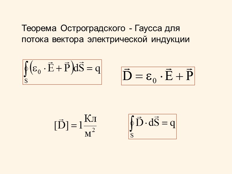 Поверхностная плотность связанных зарядов: Вектор поляризации:  - диэлектрическая восприимчивость вещества