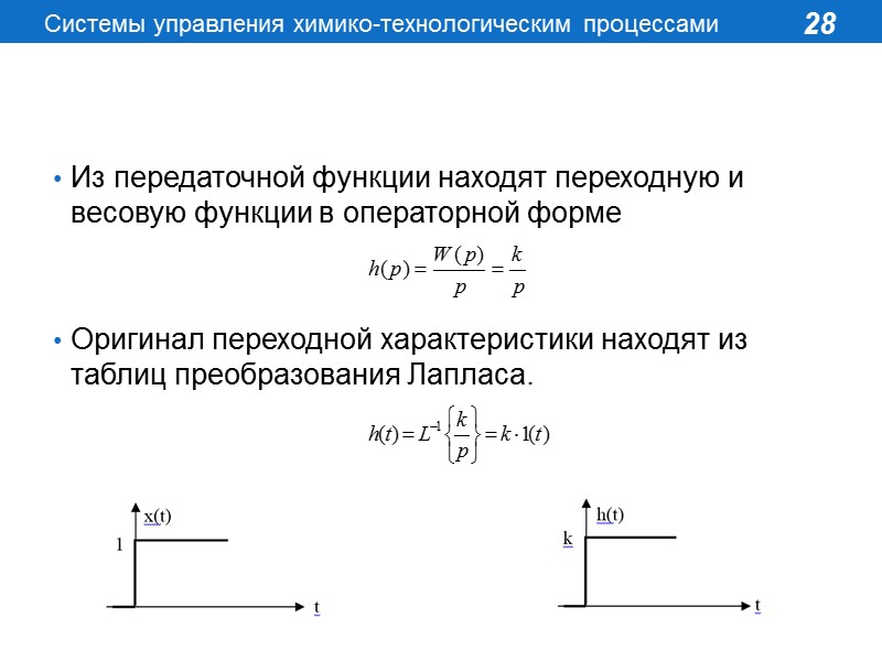 Вопрос №7 Реакция звена на единичную ступенчатую функцию называется  Передаточной функцией Переходной характеристикой