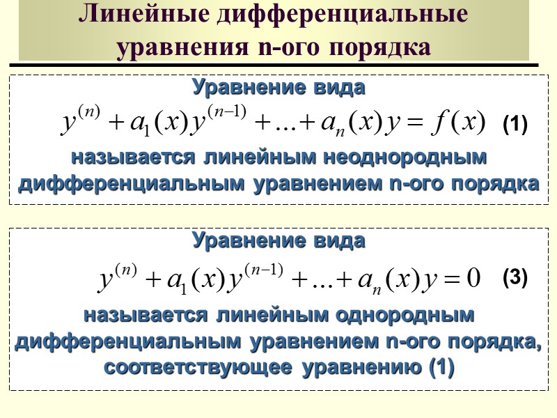 Уравнения, допускающие понижение порядка 3 тип дифференциальных уравнений  допускающих понижение порядка (4) Введем