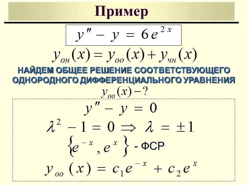 Линейные неоднородные дифференциальные уравнения 2-ого порядка с постоянными коэффициентами МЕТОД ВАРИАЦИИ ПОСТОЯННОЙ Пусть Построение