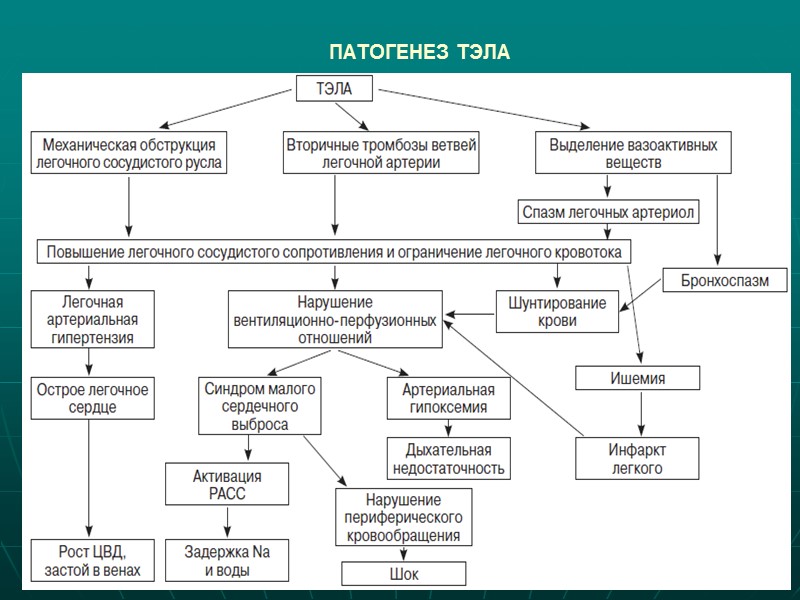 Тромбоэмболия легочной артерии (ТЭЛА) - окклюзия ствола или основных ветвей легочной артерии частичками тромба,