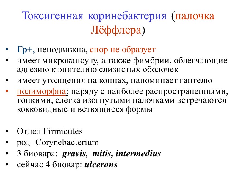 Культуральные и  биохимические свойства Наиболее распространены первые два биовара:  gravis –R форма